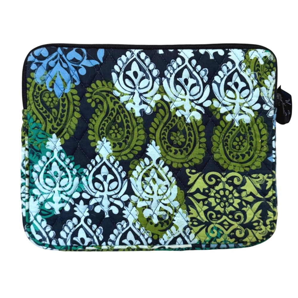 Vera Bradley Carribean Sea Quilted Paisley Floral Tablet Sleeve Case Blue Green - Picture 3 of 6
